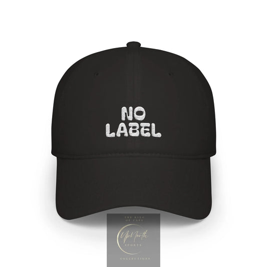 Black No Label Baseball Cap White Embroidery front - UpNorth SPORTS