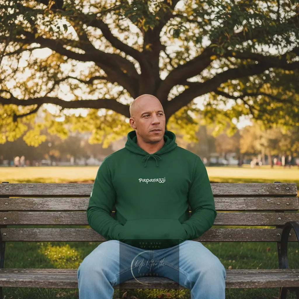 Male model wearing a Collegiate Green Premium Paparazzi Adidas Hoodie - Paparazzi Original