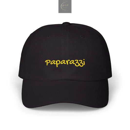 Black Paparazzi Gold Classic Cap front - Paparazzi Original