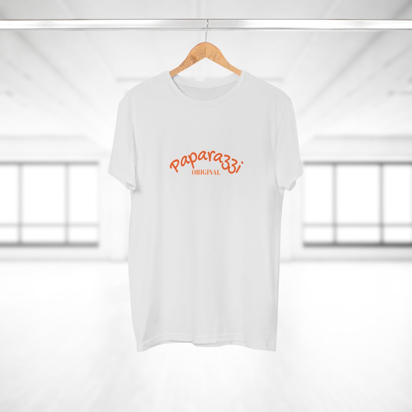 Paparazzi Men T-shirt white with flame and orange front - Paparazzi Original