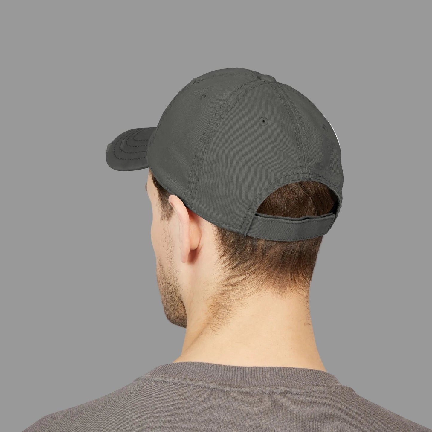 Distressed Baseball Cap Paparazzi Embroidery dark grey with grey Printify