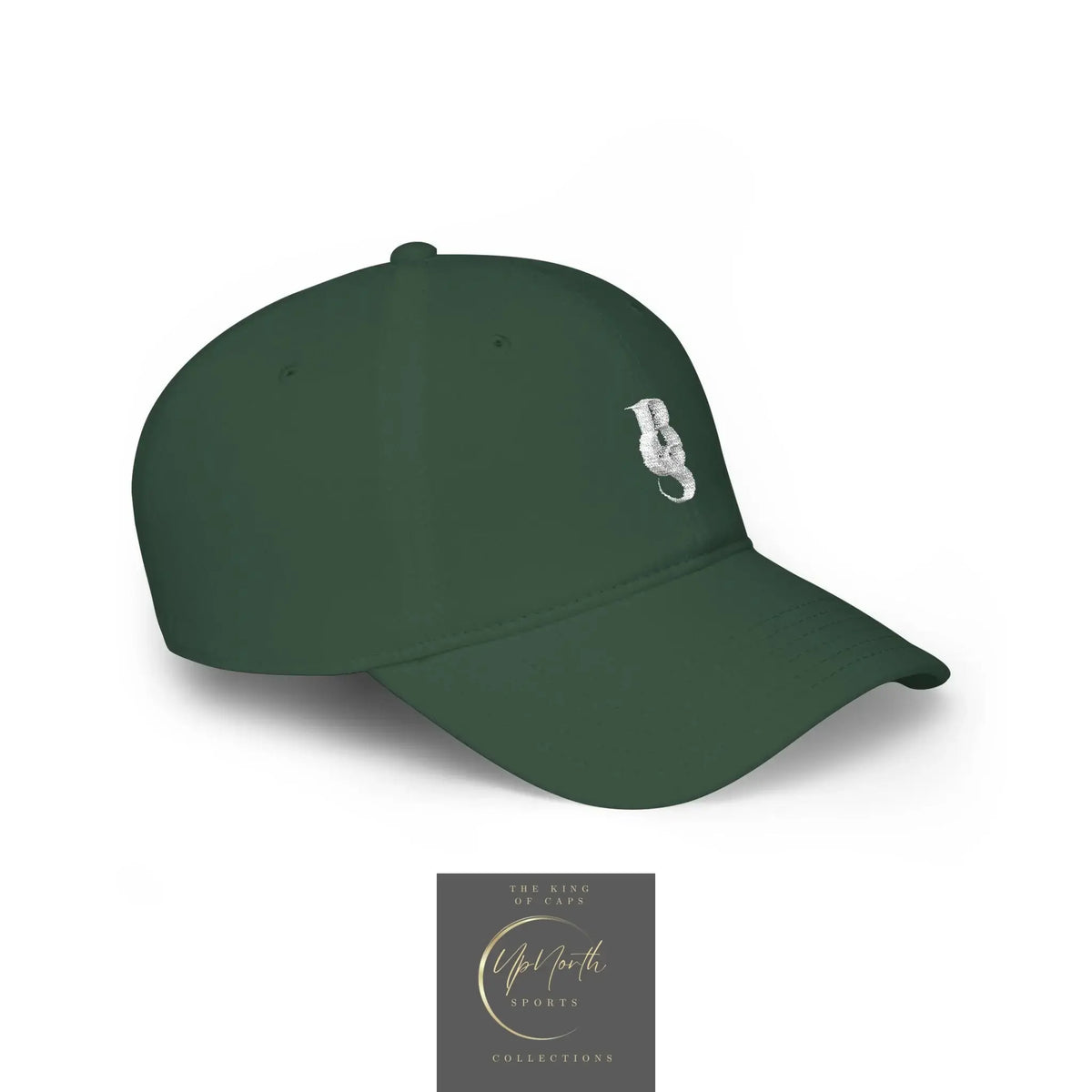 A dark green baseball cap with white embroidered POS logo on the front - Paparazzi Original
