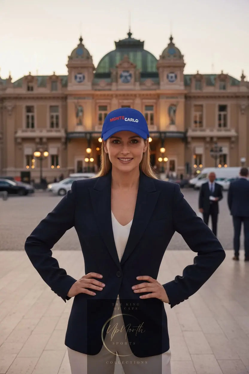 Woman model wearing the Royalblue Monte Carlo Baseball Cap - UpNorth SPORTS