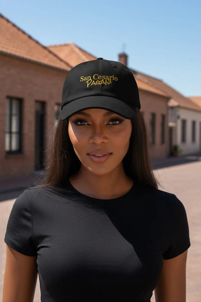Woman model wearing a Black Baseball Cap San Cesario Pagani - UpNorth SPORTS