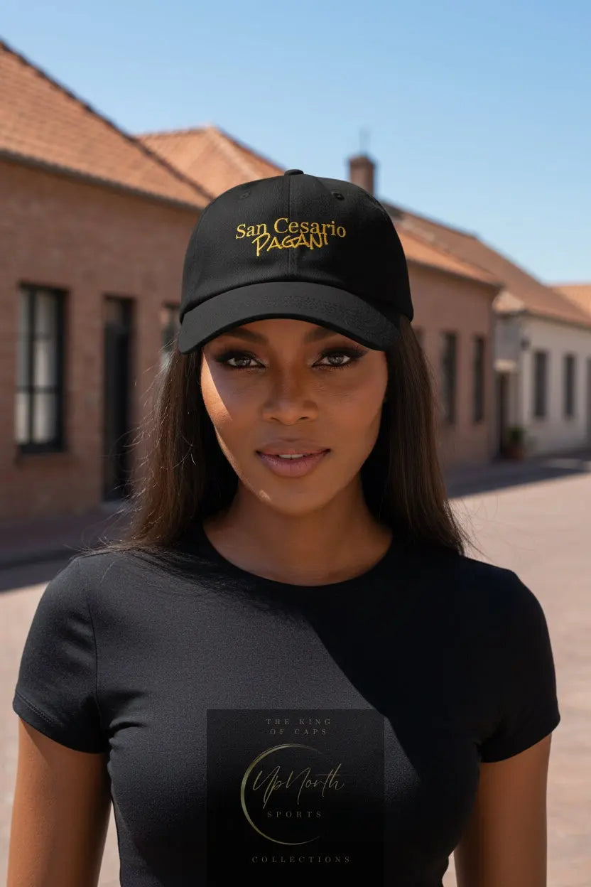 Woman model wearing a Black Baseball Cap San Cesario Pagani - UpNorth SPORTS