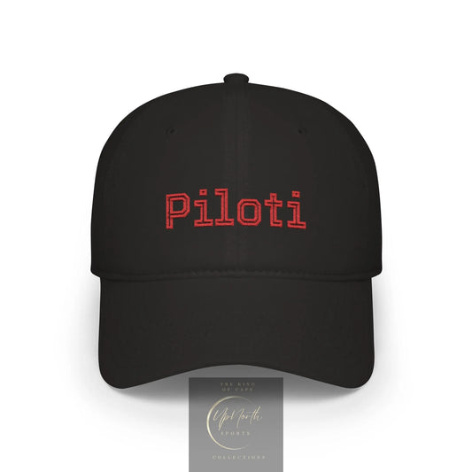 Black Piloti Baseball Cap Embroidered with Red front - UpNorth SPORTS