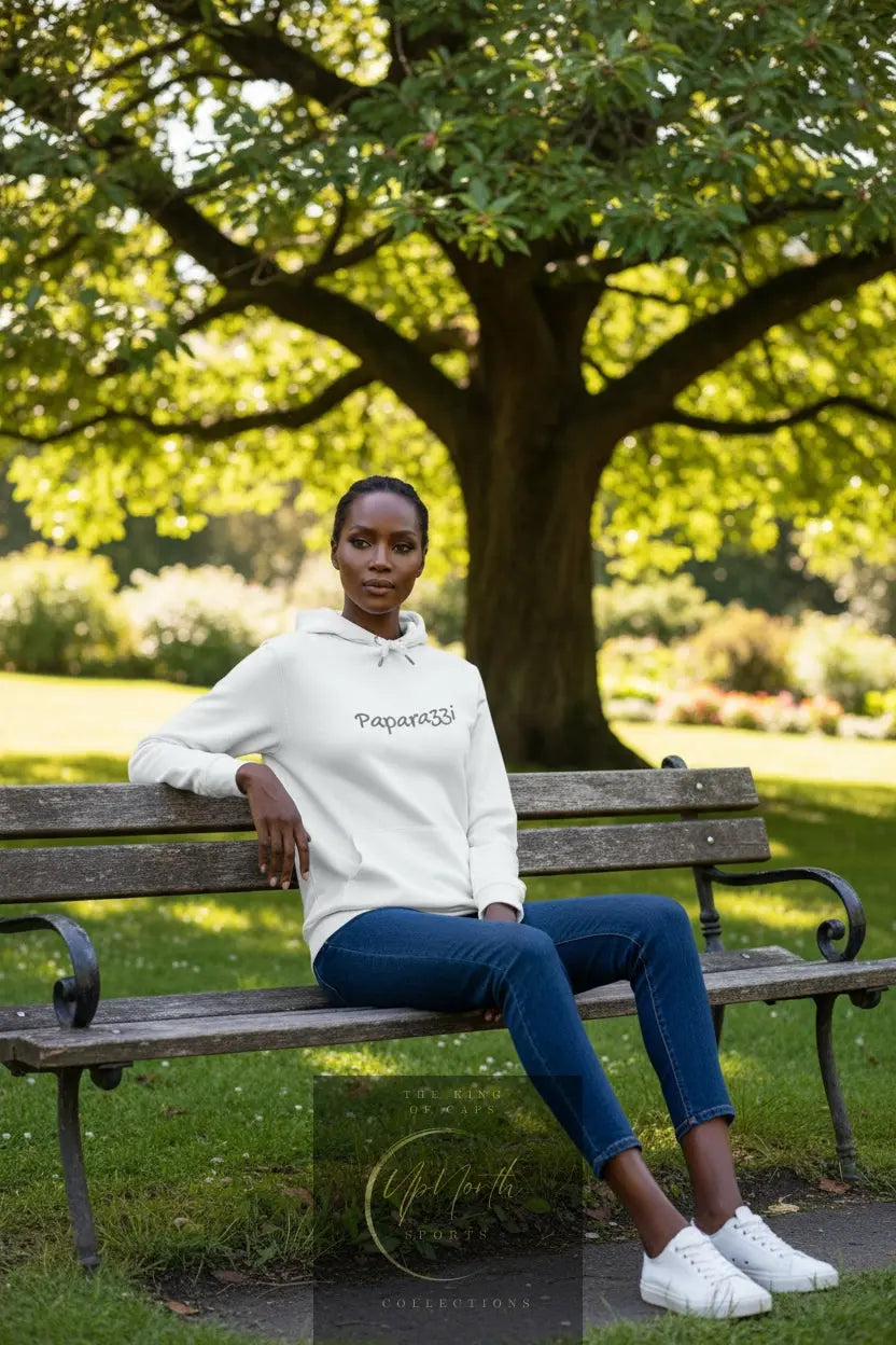 Woman model wearing a Skyblue Paparazzi Dark Grey Hoodie - Paparazzi Original