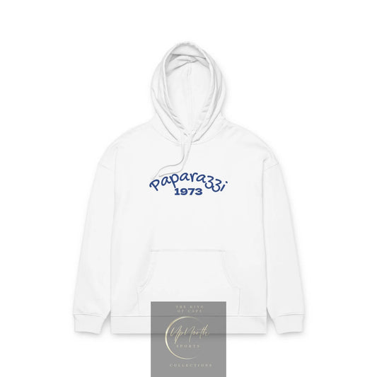 Organic Hoodie by Paparazzi in white with navy blue - UpNorth SPORTS