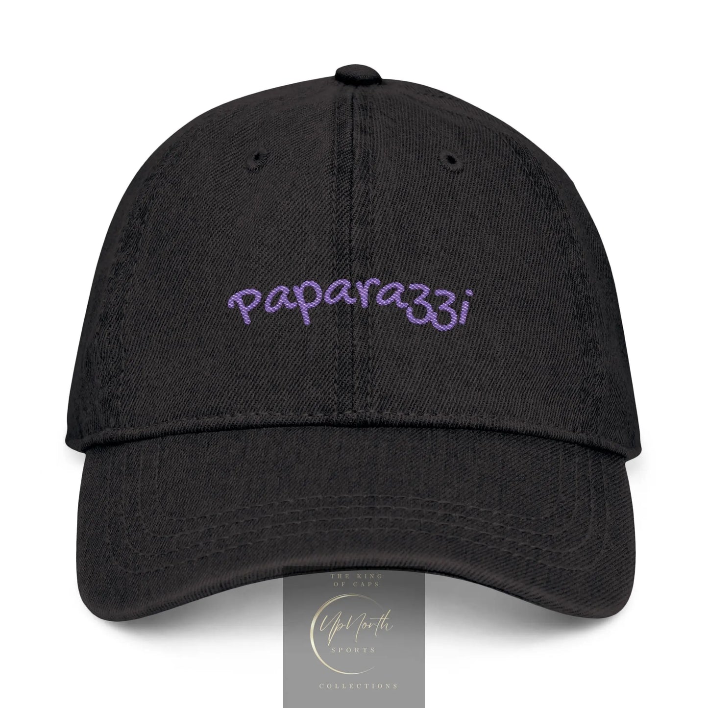 Denim Baseball Cap Paparazzi in black with purple Printify