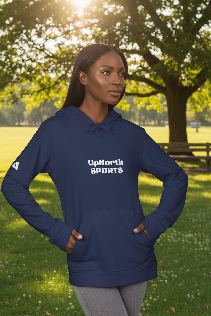 Woman model wearing a Navy Blue Adidas Hoodie A Classic Icon - UpNorth SPORTS