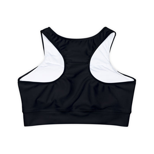 Sports Bra GYM Sports dark gray orange on black