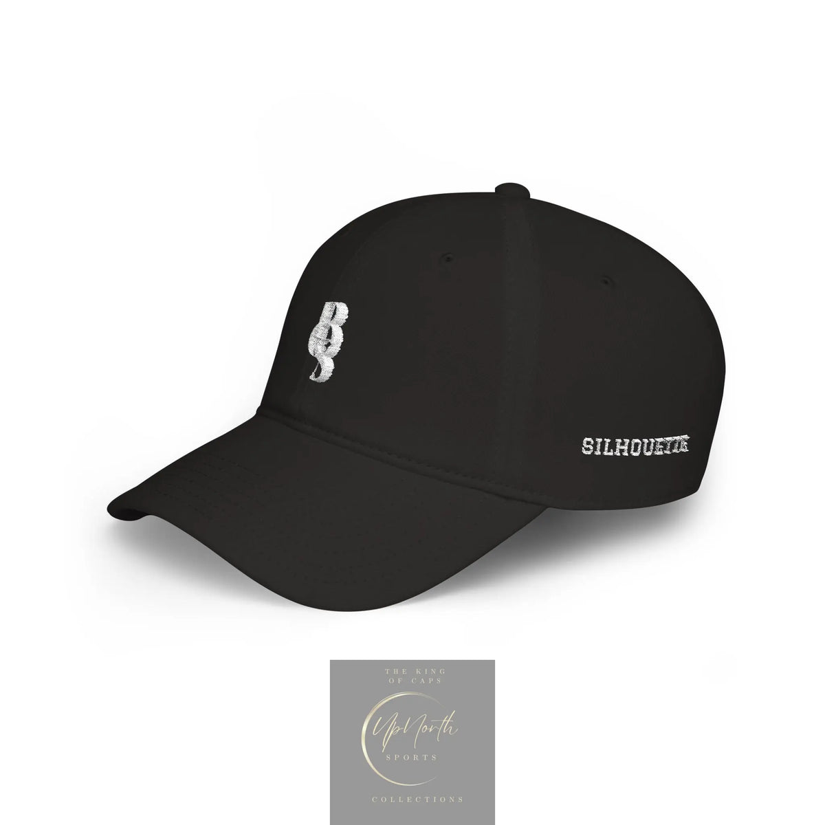 A black baseball cap with a curved frame featuring a white embroidered 'POS' logo on the front and 'SILHOUETTE' logo on the left side - Paparazzi Original