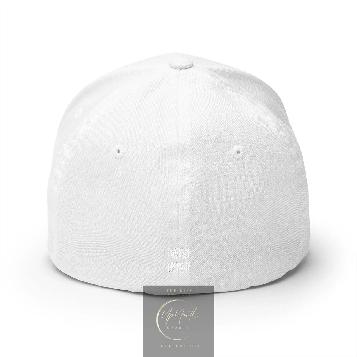 A structured baseball cap in a white color shown from the back features small black embroidery 'PAPARAZZI ORIGINALE' near the bottom edge on the backside - Paparazzi Original