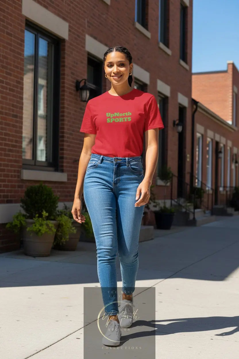 Woman model wearing a Red Green Unisex T-Shirt - UpNorth SPORTS