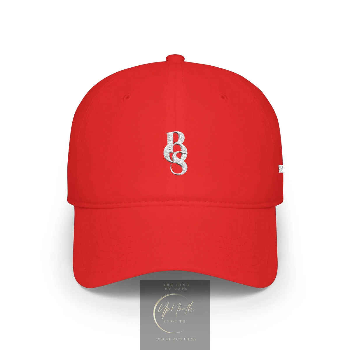 A bright red baseball cap with a white embroidered monogram 'POS' logo on the front - Paparazzi Original