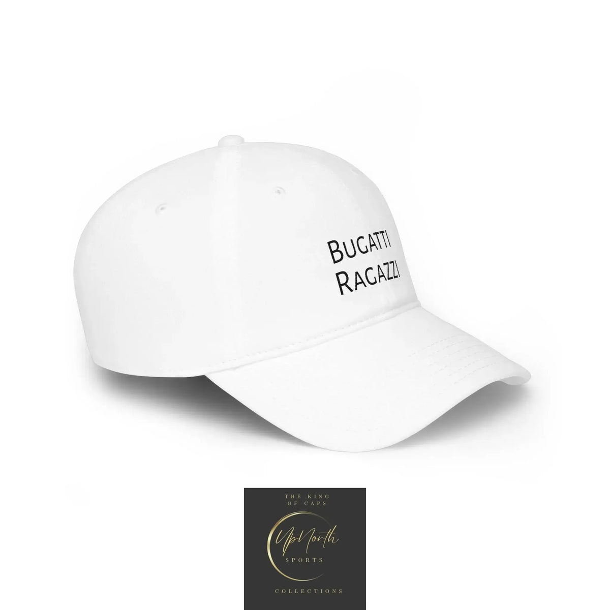 White Bugatti Ragazzi Black Baseball Cap right side - UpNorth SPORTS
