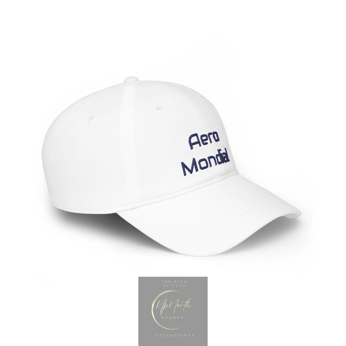 White Aero Mondial Navy Baseball Cap right side - UpNorth SPORTS