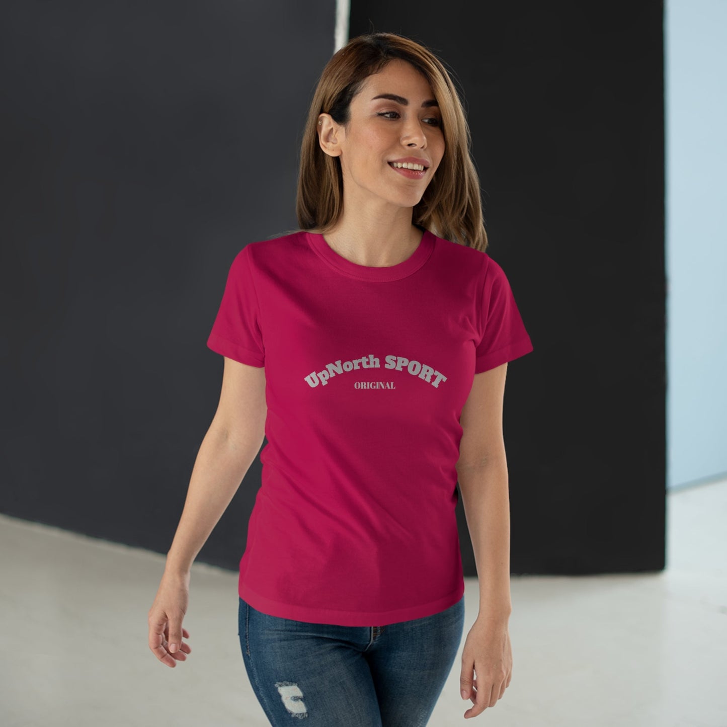 Women T-Shirt sorbet with light grey Printify
