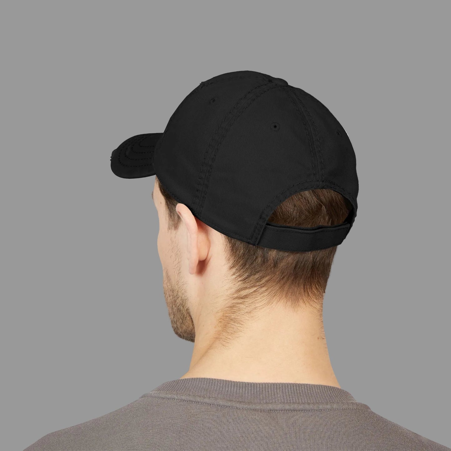 Distressed Baseball Cap Paparazzi Embroidery black with grey Printify