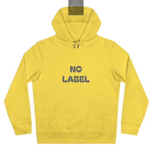No Label Darkgrey on Yellow Hoodie Printify