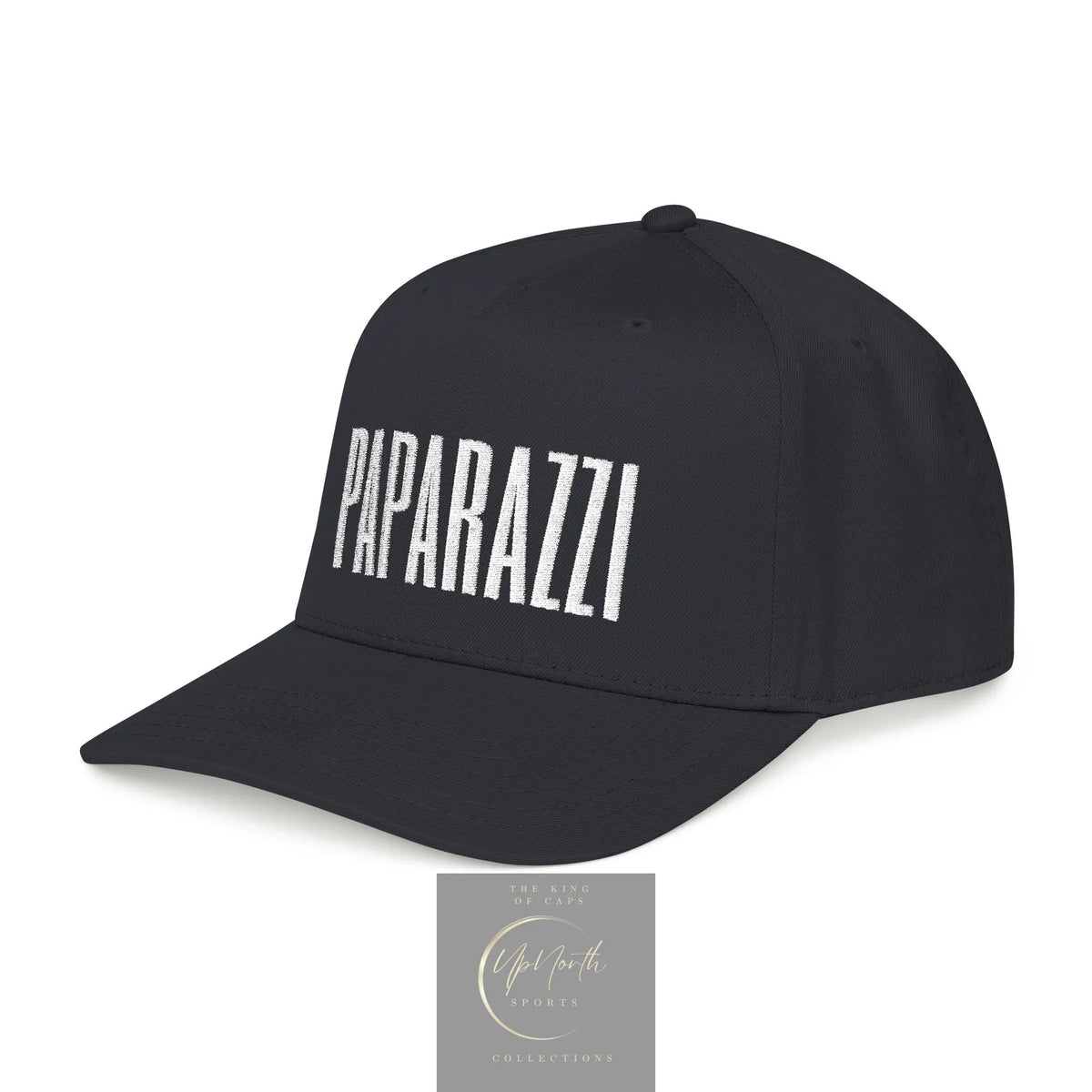 Black Paparazzi White Mid Profile Baseball Cap right - Paparazzi Original