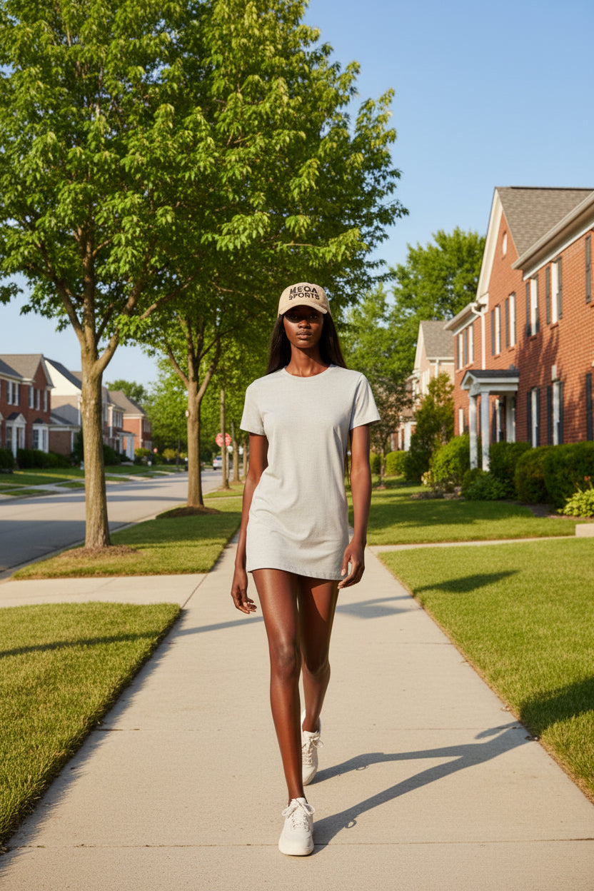 Woman model wearing a Khaki MEGA Sports Black Baseball Cap - UpNorth SPORTS