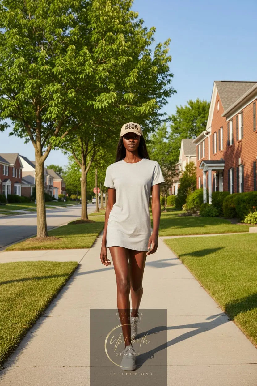 Woman model wearing a Khaki MEGA Sports Black Baseball Cap - UpNorth SPORTS