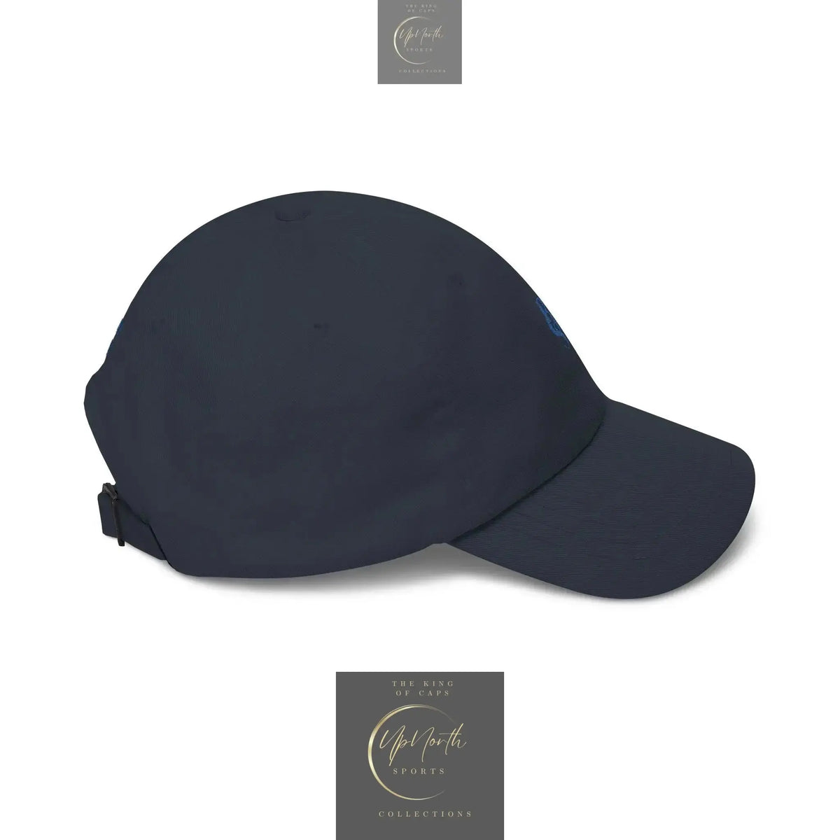 Dark Navy Paparazzi embroidered monogram POS logo on front Royal Classic Cap and PAPARAZZI ORIGINALE on the back & SILHOUETTE on the left side shown from right side - Paparazzi Original