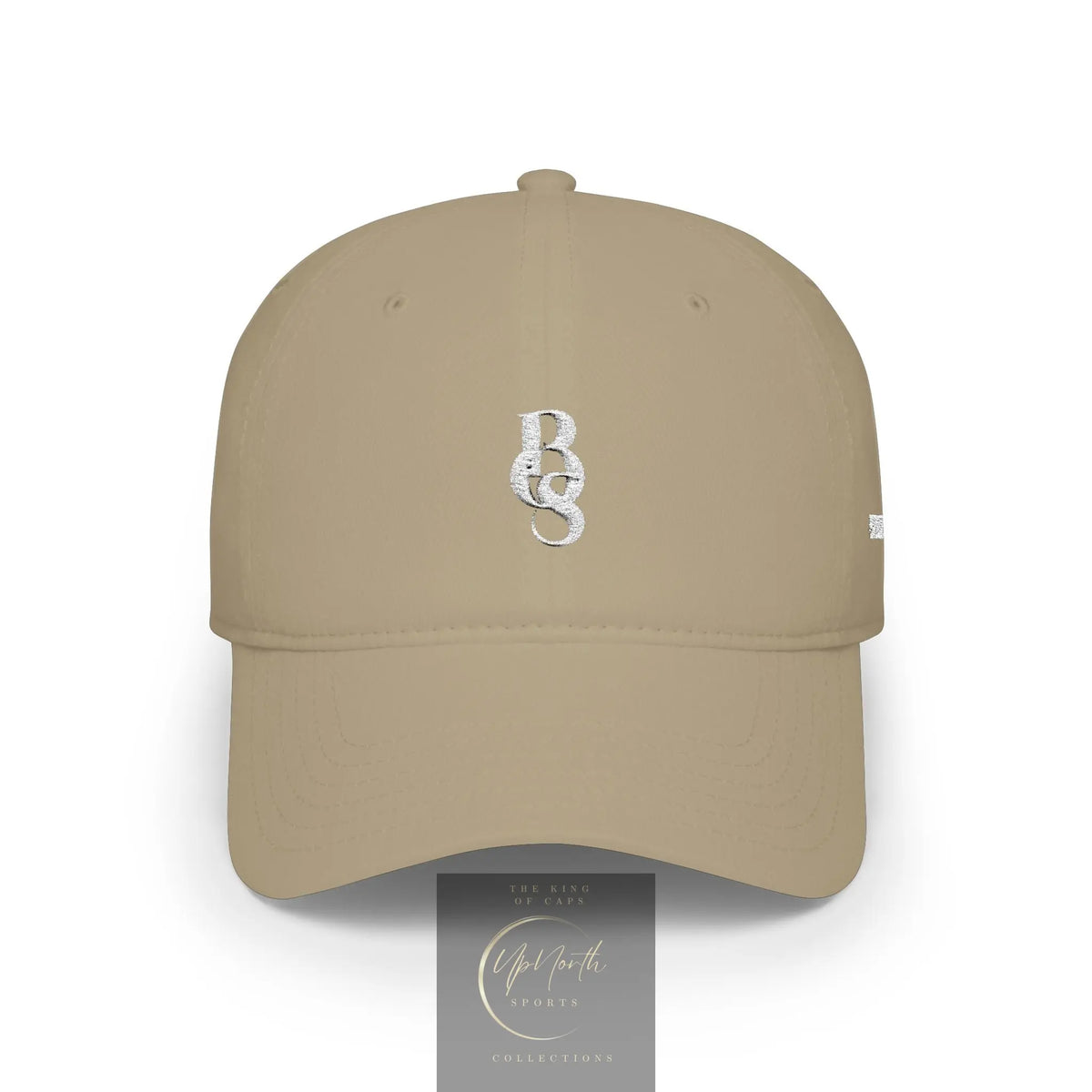 A khaki baseball cap with a white embroidered monogram 'POS' logo on the front - Paparazzi Original