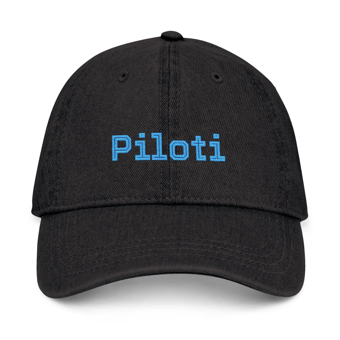 Denim Baseball Cap Piloti in black Printify
