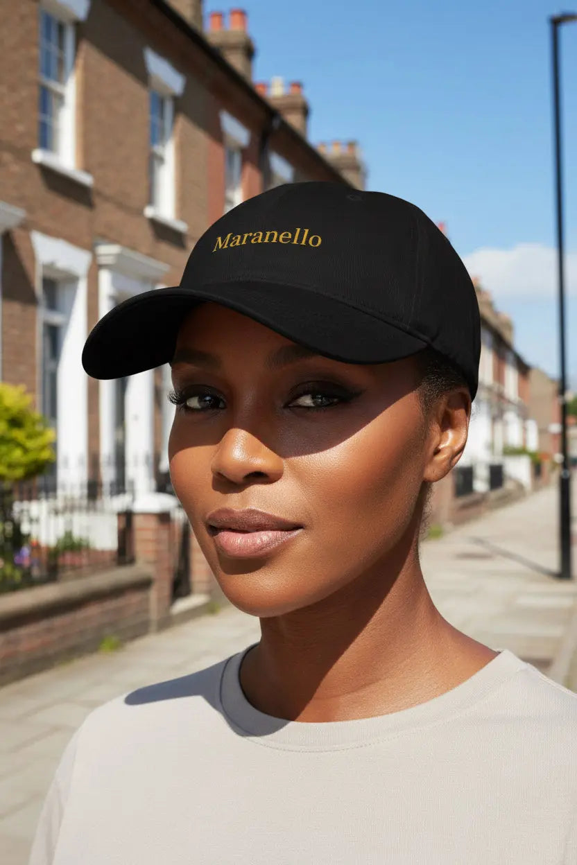 Woman model wearing a Baseball Cap Maranello yellow on black UpNorth SPORTS