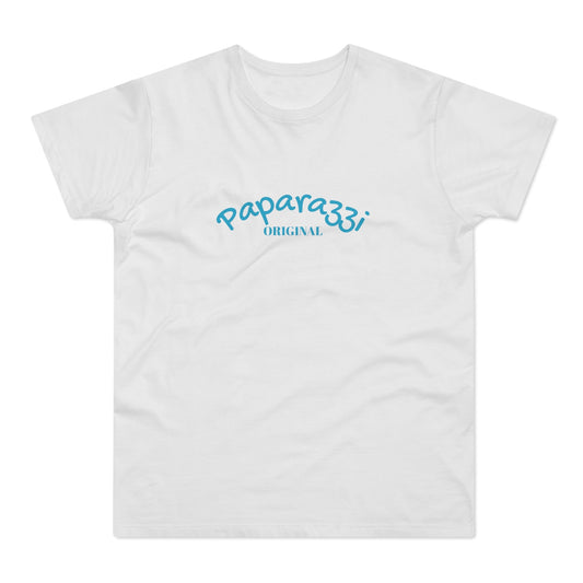 Paparazzi Men T-shirt white with turquoise Printify