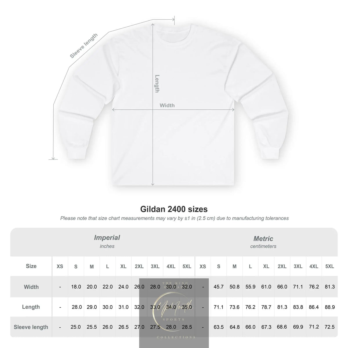 Chocolate UpNorthSPORTS Long Sleeve T-shirt size chart - UpNorth SPORTS