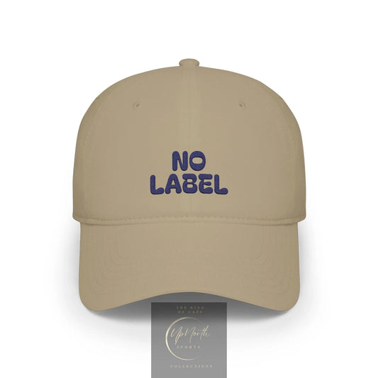 Khaki No Label Baseball Cap Navy Embroidery front - UpNorth SPORTS