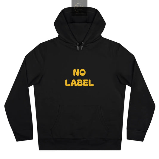 No Label Yellow on PureBlack Hoodie Printify
