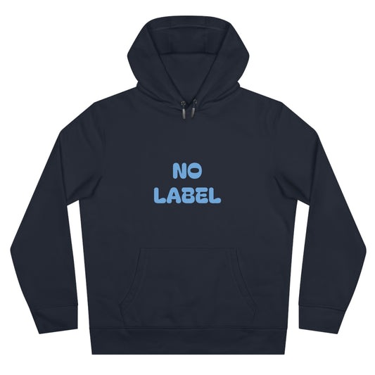 No Label Light Blue on Navy Hoodie Printify
