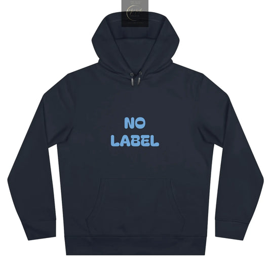 No Label Lightblue on Navy Hoodie Printify