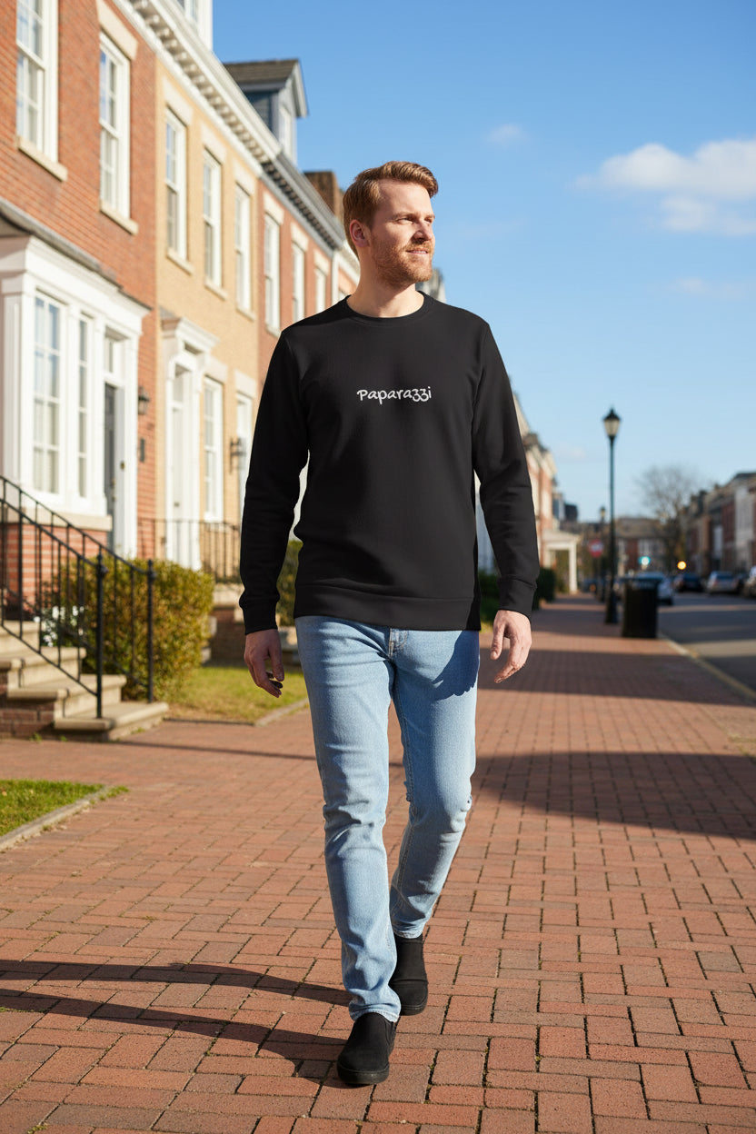Male model wearing a Black Premium Paparazzi Adidas Sweatshirt - Paparazzi Original
