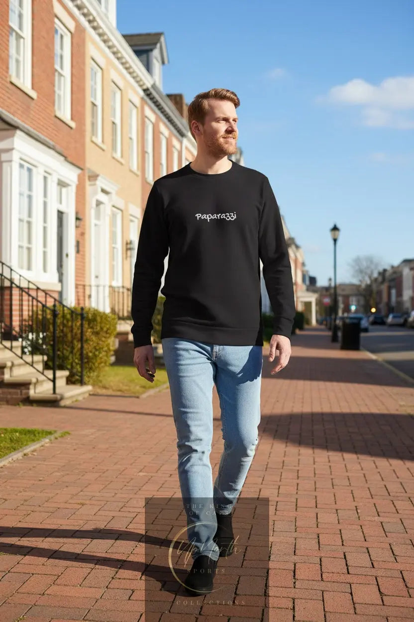 Male model wearing a Black Premium Paparazzi Adidas Sweatshirt - Paparazzi Original
