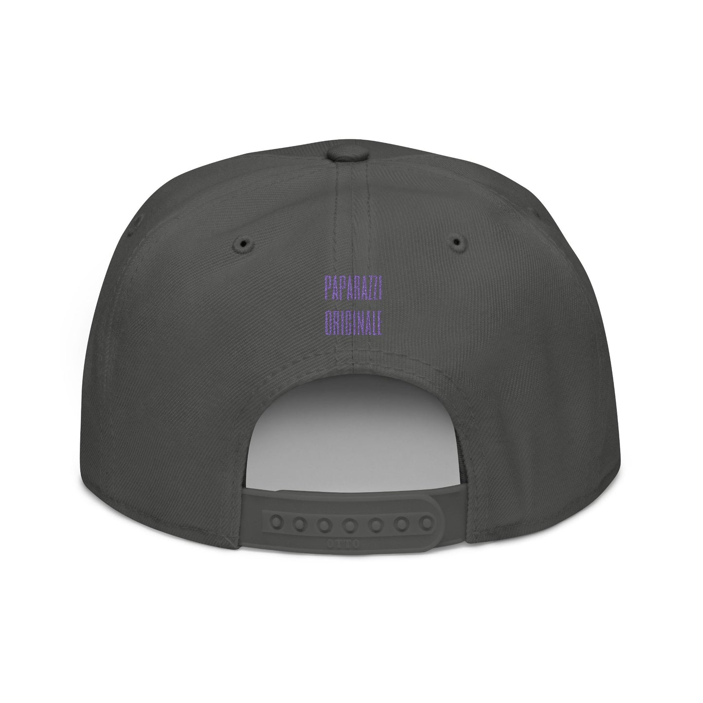 Charcoal Gray Paparazzi Purple Flat Visor Cap backside - Paparazzi Original