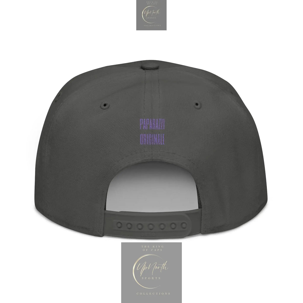 Charcoal Gray Paparazzi Purple Flat Visor Cap backside - Paparazzi Original
