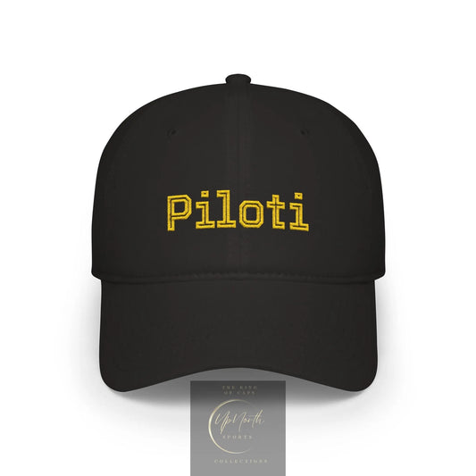 Black Piloti Baseball Cap Embroidered with Yellow front - UpNorth SPORTS