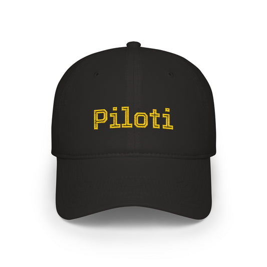 Black Piloti Baseball Cap Embroidered with Yellow frontside - UpNorth SPORTS