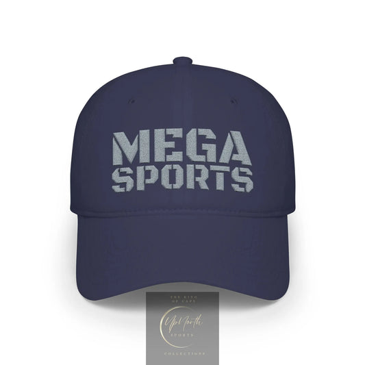 Dark Navy MEGA Sports Grey Baseball Cap front - UpNorth SPORTS