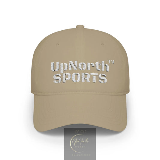 Khaki UpNorth Sports White Baseball Cap front - UpNorth SPORTS