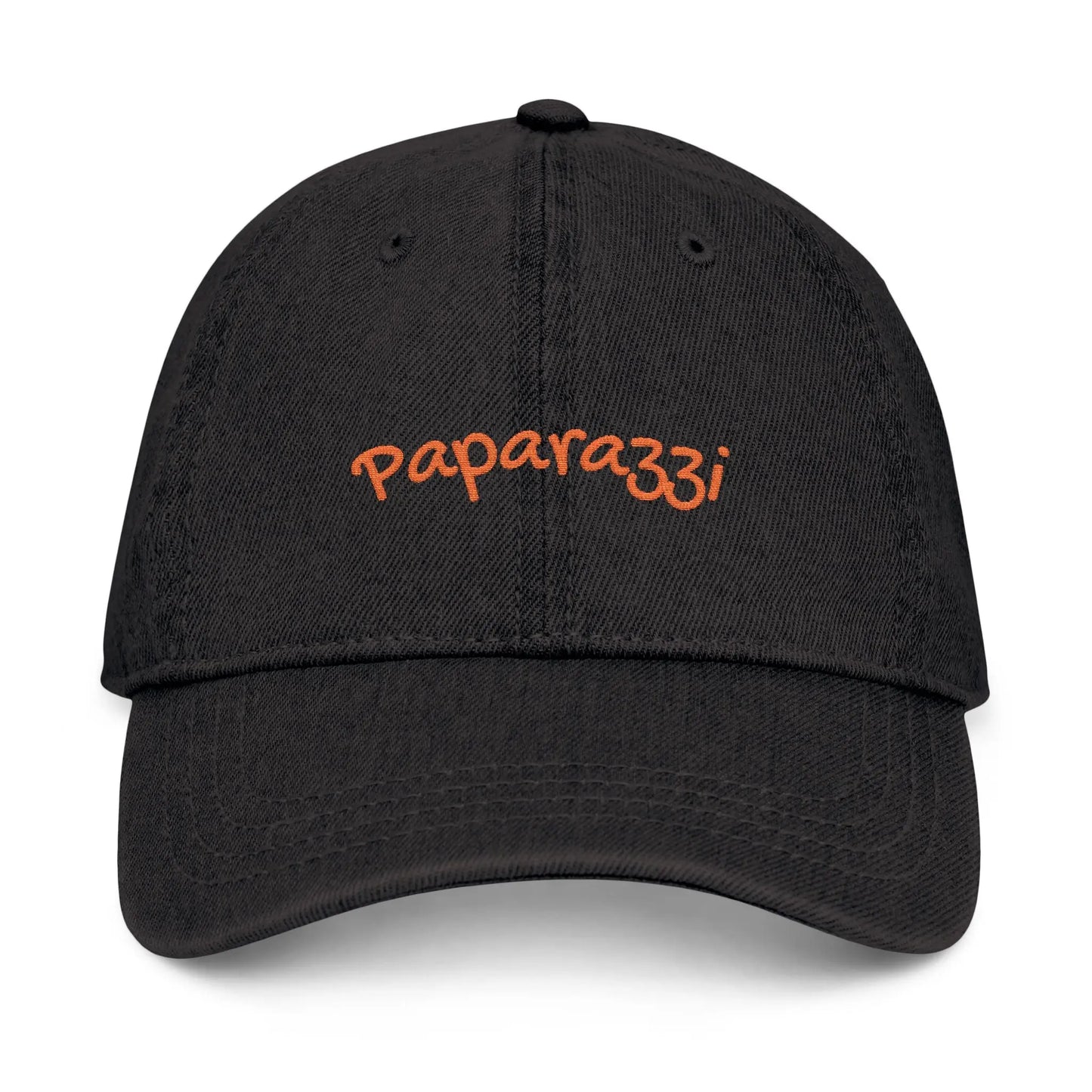 Denim Baseball Cap Paparazzi in black with orange Printify