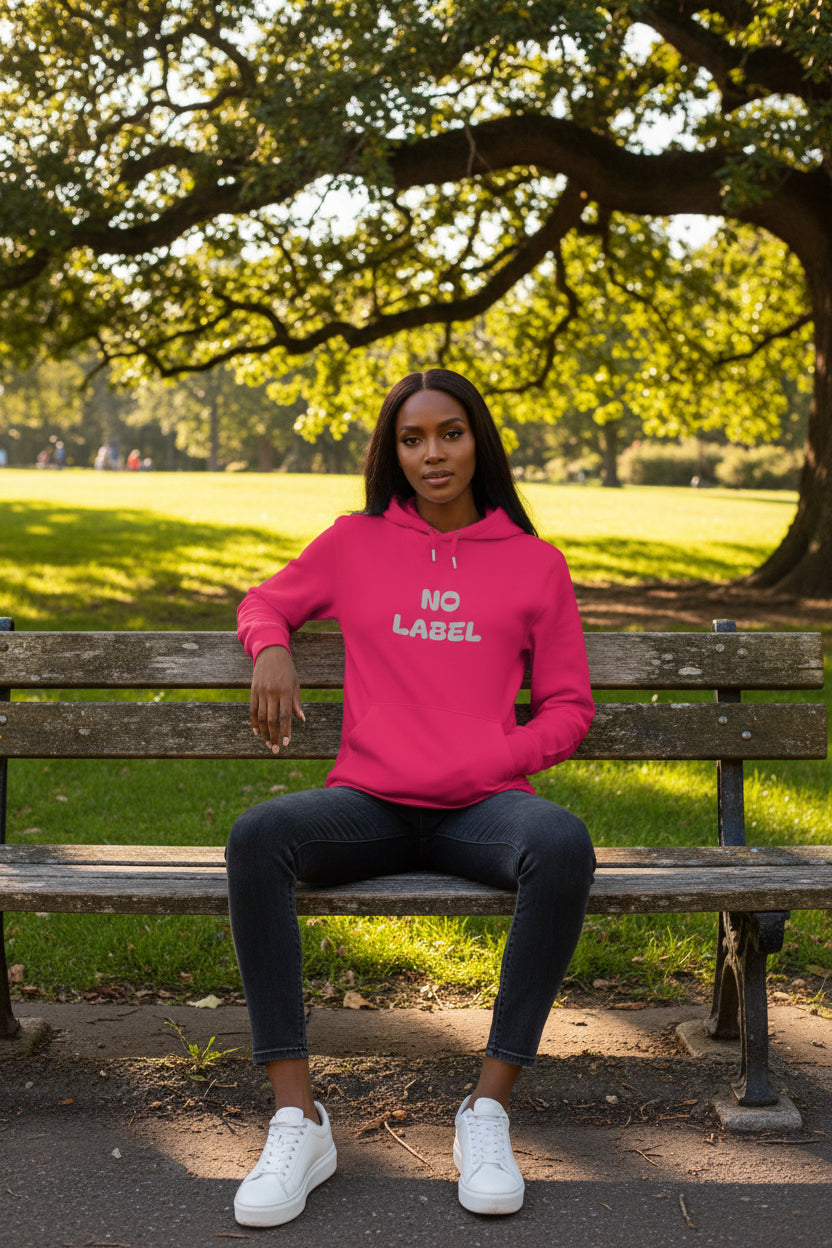 Woman model wearing a No Label Lightgrey on Magenta Hoodie front - UpNorth SPORTS