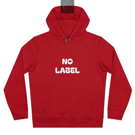 No Label White on Red Hoodie Printify