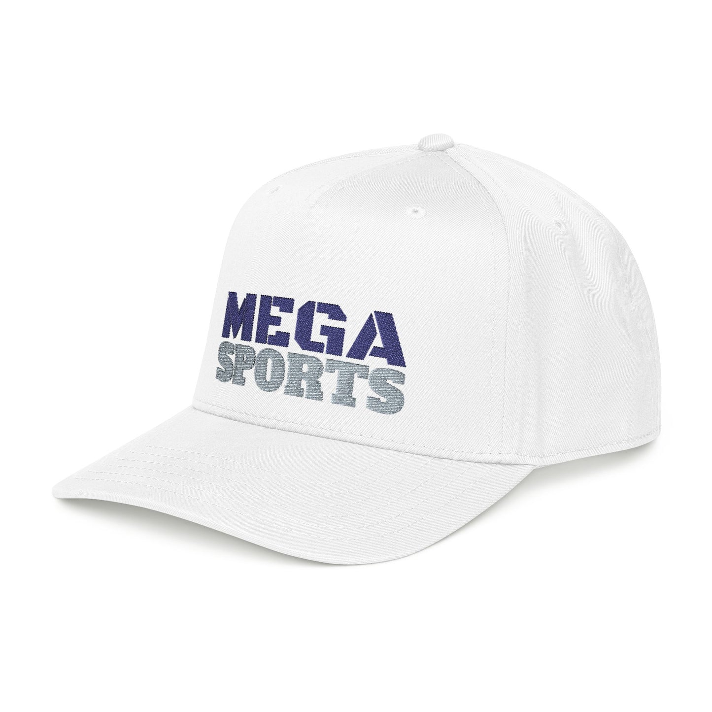 White MEGA SPORTS Mid Profile Cap Printify