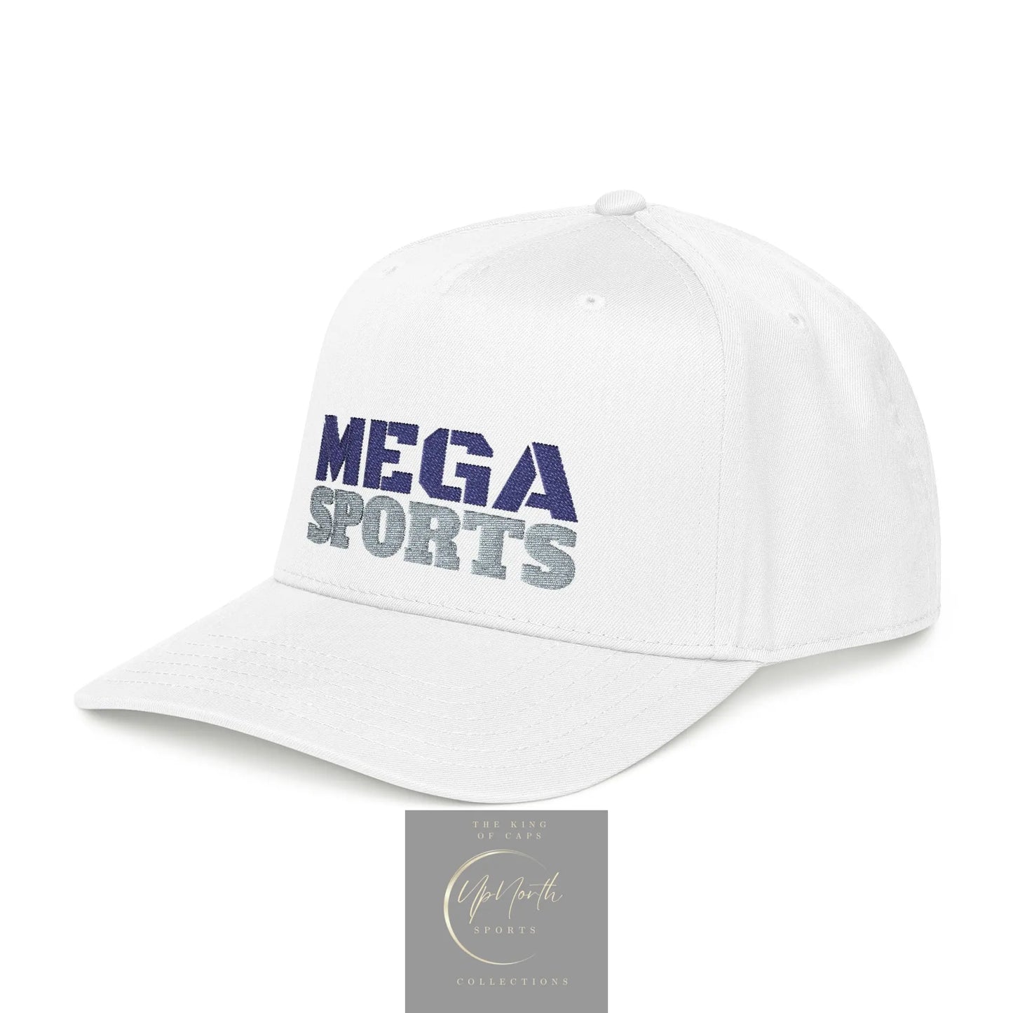 White MEGA SPORTS Mid Profile Cap right - UpNorth SPORTS